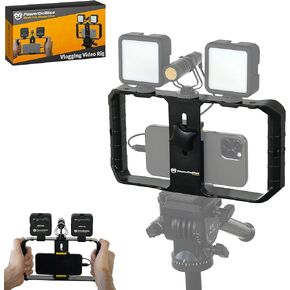 جهاز فيديو للهواتف الذكية من PowerDeWise، جهاز صناعة أفلام الهاتف مع 3 حوامل للأحذية الباردة، حامل ثلاثي القوائم للهاتف المحمول على شكل قفص لصانع الفيديو in Kuwait