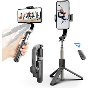Selfie Stick Head Stabilizer, 360° Swivel Tripod with Wireless Remote, Portable Cell Phone Holder, Self-Balancing Single-Axis Head for Smartphones Tiktok Vlog Youtuber Live Video Recording