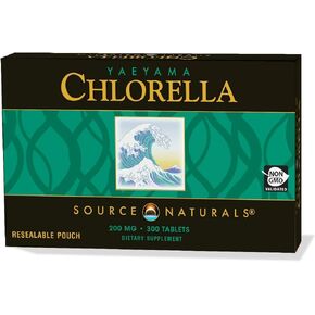 Source Naturals Yaeyama Chlorella Box 200 mg Freshwater Green Superfood, Plant-Based B12-300 Tablets
