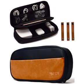 Leather Electronic Organizer Travel Case | Cable Organizer | Cable Storage | Cable Bag | Tech Pouch | Charger Cord Organizer | Travel Essentials | Travel Work Essentials | Travel Organization