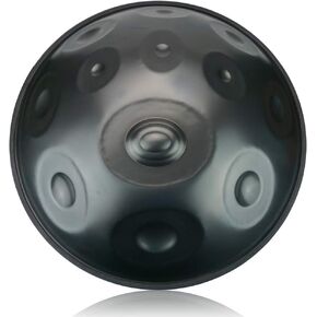 "OcarinaWind" Hand Pan in D Minor 12 Notes Steel Hand Drum,440HZ (22.8" (58cm), Black 12 Notes-D3 A3 B3b C4 D4 E4 F4 G4 A4 C5 D5 E5) with Soft Hand Pan Bag