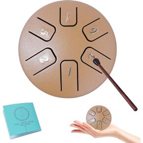 Eavnbaek الصلب اللسان طبل 3.8 بوصة 6 ملاحظة صغيرة Handpan طبل أداة قرع، الصلب اليد طبل الصوت شفاء الصلب طبل عدة، للتخييم التأمل حفلة اليوغا زن (الوردي) in Kuwait