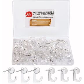 50 Pcs Black Push Pin Hooks, Cork Board Pin-Hooks Decorative Thumb Tacks Hook for Photo Wall, Bulletin Board, Home Wall, Home Office School Pinning and Hanging