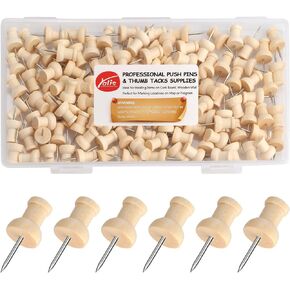 Yalis Wood Push Pins 120 Pcs,Decorative Wooden Thumb Tacks for Corkboard and Bulletin Board (120 pcs Map Tacks)