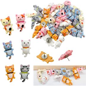30 pcs Cute Cat Push Pin Decorative Thumb Tacks Animal Push Pins for Photo Wall Maps Memo Note Bulletin Board or Cork Boards Multi-Functional Pushpin Tool Office Accessories