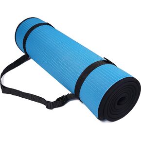 Signature Fitness All-Purpose 2/5-Inch (10mm) Extra Thick High Density Anti-Slip Exercise Pilates Yoga Mat with Carrying Strap, Multiple Colors