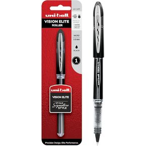 Uni-Ball Vision Elite Rollerball Pens, Black Pen, Micro Pens with 0.5mm Ink, Ink Black Pen, Pens Fine Point Smooth Writing Pens, Bulk Pens, and Office Supplies