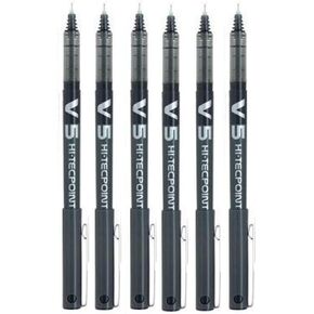Pilot BX V5 Black Hi-Tecpoint Extra Fine Rollerball Pen 0.5 mm Nib Tip 0.3 mm Line Width (Pack of 6)