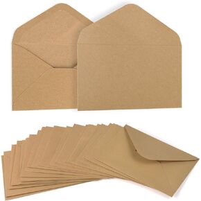 ValBox 4.6x6.3" Kraft Envelopes 100 PCS 120 GSM Brown Contour Flap Invitation Envelopes for Baby Shower, Graduation, Wedding, Invitations - Gummed Flap