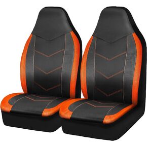 PIC AUTO High Back Front Car Seat Covers - Sports Carbon Fiber Mesh Design, Universal Fit, Airbag Compatible (Black)