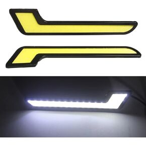 YSY 1 Pair Super Bright L-Shape COB DRL LED Daytime Running Light for Car Offroad SUV Auto LED External Driving Fog Lamp Car Light Assembly 12V (L-Shape, White)