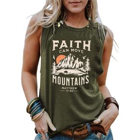 Faith Can Move Mountains Matthew Tank Tops Women Outdoor Hiking Shirt Tops Adventure Sleeveless Camping Tank Tops