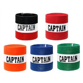 5PCS Captain Armbands 9x30CM/3.54x11.81inch Adjustable Leader Armband for Soccer Basketball Volleyball School Team Competition Coach Players Wrist Arm Bands（5 Colors）