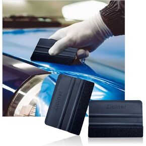 Ziciner 2 PCS Felt Squeegee for Vinyl, 4'' Plastic Felt Edge Squeegee with Black Fabric Felt Edge, Auto Scraper Applicator Tool for Car Vinyl Wrap, Window Tint, Decal Sticker Installation (Black)