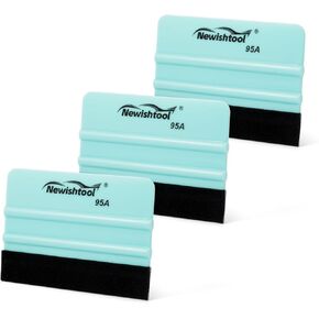 NEWISHTOOL Felt Squeegee for Vinyl, 4 Inch Black Felt Edge Vinyl Squeegee Tool, Window Tint Squeegee Vinyl Wrap Tools, Graphic Decal Scraper Applicator Tool, Film Install Plastic Squeegee, Pack of 6