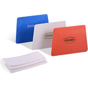 FOSHIO Vinyl Installing Tool Set Include White Hard Card, 4" Blue and Red Soft Card Style Edge Squeegee, White Fabric Felt for Squeegee Auto Window Film Wrap Tool