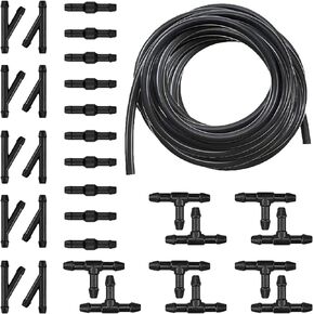 30 PCS Car Windshield Washer Hose Kit, 13.1Ft Washer Fluid Hose & T-type Y-type I-type Hose Connector, Connect Water Pump and Nozzle Mounting Kit, Universa Replace Accessories for Car (Black)