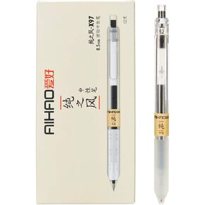 czxwyst X97 Retractable Gel Ink Pens 0.5mm Fine Point (Black Color 12-Pack)