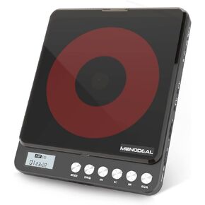 Portable CD Player with Built-in Speakers, MONODEAL Rechargeable CD Player for Car and Personal Use, Small Anti-Skip CD Player with Dual Headphone Jacks (Black)