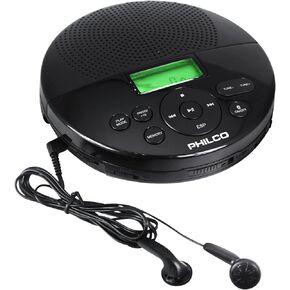 Philco Bluetooth Personal CD Player - MP3 Playback, FM Radio, 60s Anti-Shock, Built-in Speaker, Headphones Included
