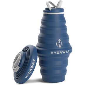 HYDAWAY Collapsible Water Bottle - 25oz I Reusable Water Bottle with Flip Top Lid for Travel, Hiking, Backpacking I Portable & Leakproof, Food-Grade Silicone, BPA Free, Collapses to 1.5"