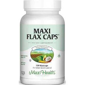 Maxi Flax Caps – Organic Flaxseed Oil, Omega 3, 6, 9 - Cold Press - Hexane Free, 700 mg – Kosher, 120 caps