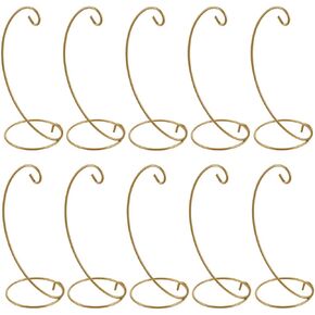 OwnMy Pack of 10 Ornament Display Stand Holder Iron Hanging Rack for Hanging Globe Air Plant Terrarium Witch Ball Bauble Home Party Craft (Golden Tone)