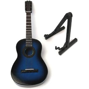 Wooden Blue Miniature Guitar Ornament Guitar 16cm Model Musical Instrument Decorative