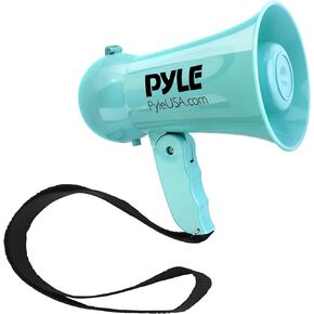 Pyle Portable Megaphone - Battery Operated Horn Loudspeaker with Siren, Built-in Dynamic Microphone and Speaker, Adjustable Volume Control, Talk, and Siren Switch (Turquoise)