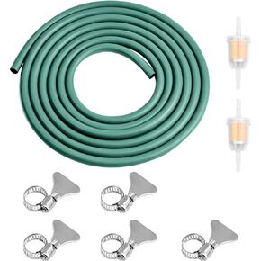 SOFO 10 Feet 5/16 Inch ID Fuel Line Hose - 8mm ID*14mm OD Rubber Hose for Small Engines Mini Bike ATV Go-Karts Snowmobiles w/5*Hose Clamps +2*Fuel Filter