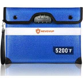 5200°F Fireproof Bag with Lock, Upgraded Fireproof Money Bag for A5 Documents w. Zipper/Reflective Strip, 9 Layers of Heat Insulated Materials, Water Resistant Fire Proof Money Bag for Cash, Valuables