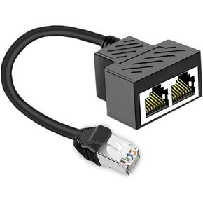 RJ45 Network Ethernet Splitter 1 2 Cable Adapter Male to 2 Female, Suitable Super Cat5-7, Cmpatible with ADSL, Hubs, TVs, Set-top Boxes, Routers, Wireless Devices, Computers