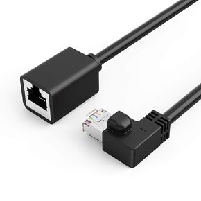CableCreation Cat6 Ethernet Extension Cable FTP Cat6 Ethernet Cord Patch Cable, Shielded 8P8C Ethernet Extension Patch Cable,1.6FT/0.5M Down Angle, Black