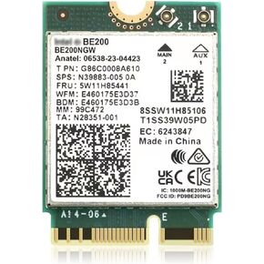 WiFi 7 BE200NGW WiFi M.2 Card Tri-Band 802.11be WiFi Module, 6-Stream 9.3Gbps, Bluetooth 5.4, 4K QAM, 320MHz, 802.11BE Adapter for Laptop and PC, Support Windows 10/11 64bit (Not Support All AMD CPU)