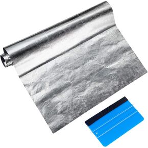 Aluminum Heat Shield, Aulufft 35 x 47 inch Aluminized Fiberglass Sheet Self-Adhesive Heat Barrier Protection Cover Heat Shielding Mat with 1 Piece Scraper