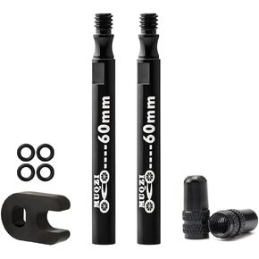 MUQZI Presta Valve Extender, Aluminum Alloy 80mm Bike Valve Extender Extension with Valve Core Remover Tool and Presta Valve Caps (2 Pack)