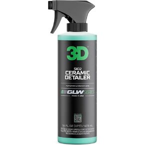 3D Ceramic Detailer, GLW Series | Hyper Gloss Finish | SiO2 Peak Hydrophobic Top Coat | Extends Life of Waxes, Sealants, Coatings | DIY Car Detailing Spray | 16 oz