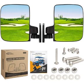 BETOOLL HW9008 Golf Cart Folding Side View Mirrors For Club Car, EZGO, Yamaha, Star, Zone Carts