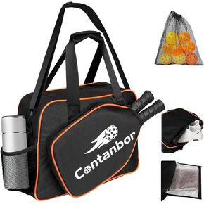 Pickleball Bag, Crossbody Sling Pickleball Bag Adjustable Shoulder Strap, Pickleball Bags for Men Women with Shoe Compartment, Balls Mesh Bag, Wet/Dry Storage Pocket, Inner Storage Pockets