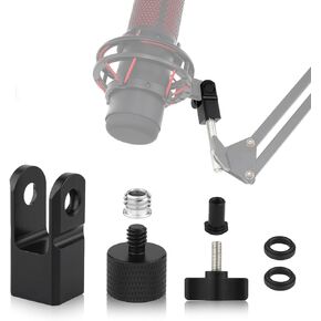 Microphone Mount Adapter for Hyperx Quadcast with 3/8" or 1/4" Screw Adapter, Works with HyperX QuadCast Microphone Stand & Boom Arm Durable Replacement Accessory for Mic (Black)