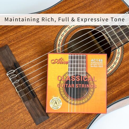 Alice Nylon Classical Guitar String 6 Strings Set with Anti-Rust Coating, Silver Plated, Tie End - Normal Tension (1 Pack) in Saudi Arabia