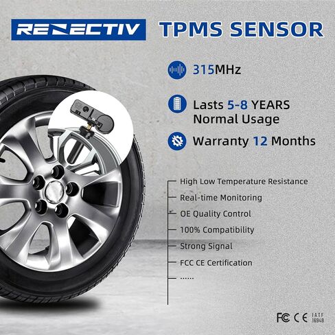 استبدال مستشعر RENECTIV TPMS لسوبارو Crosstrek Forester Impreza Legacy Outback Tribeca، نظام مراقبة ضغط الإطارات 315 ميجاهرتز OE#28103AJ00A,28103SG000,2810-AG01C(4PCS) in Kuwait