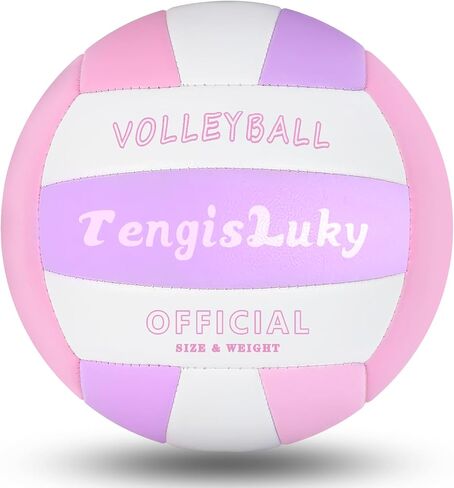 TengisLuky Volleyball Soft Beach Girls Volleyball Kit - Official Size 5 Volleyball - Vibrant Pink Color for Outdoor/Indoor Play - Includes Pump and Needles - Perfect for Backyard Practice in Saudi Arabia
