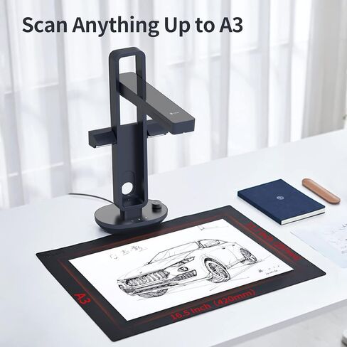 ماسح ضوئي للكتب والمستندات CZUR Aura Pro، التقاط A3 وA4، تسوية تلقائية وسطح المكتب مدعوم بتقنية الذكاء الاصطناعي، قابل للطي والمحمول، متوافق مع نظام التشغيل Windows وMac in Saudi Arabia