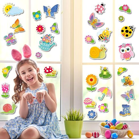 مجموعة ديكورات لوحة الإعلانات الربيعية من FINGOOO، 70 قطعة من ورق الربيع مقاس 6 بوصة ديكورات الفصول الدراسية الملونة مع نقاط الغراء in Kuwait