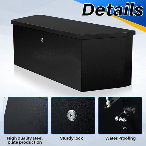 Gisafai مقطورة اللسان صندوق الصلب مقطورة أداة صندوق معدني مقاوم للماء منظم التخزين مع مفاتيح القفل فائدة مقطورة الملحقات لشاحنة بيك اب سرير RV مسطحة، 35 × 11.8 × 12 بوصة 2.31cu. قدم أسود in Kuwait