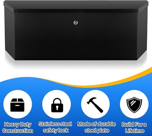 Gisafai مقطورة اللسان صندوق الصلب مقطورة أداة صندوق معدني مقاوم للماء منظم التخزين مع مفاتيح القفل فائدة مقطورة الملحقات لشاحنة بيك اب سرير RV مسطحة، 35 × 11.8 × 12 بوصة 2.31cu. قدم أسود in Kuwait