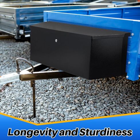 Gisafai مقطورة اللسان صندوق الصلب مقطورة أداة صندوق معدني مقاوم للماء منظم التخزين مع مفاتيح القفل فائدة مقطورة الملحقات لشاحنة بيك اب سرير RV مسطحة، 35 × 11.8 × 12 بوصة 2.31cu. قدم أسود in Kuwait