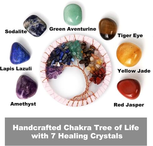 Pink Large Dream Catchers with Chakra Crystals Tree of Life, Handmade Native American Style Dream Catcher for Boys Girls Adults Bedroom Wall Decor in Saudi Arabia