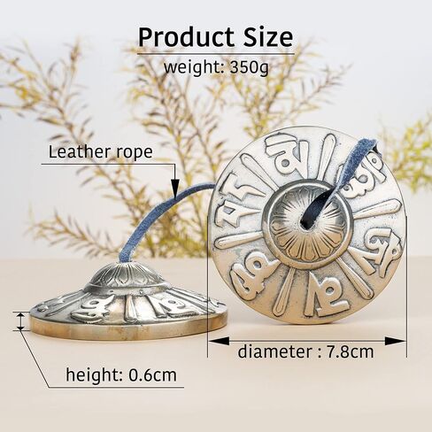 ZenBless 3 بوصة صنج تينغشا التبتية قطعتان، مع صندوق تخزين وحقيبة قماش، أجراس نحاسية للتأمل السنسكريتية الرونية للشفاء الروحي، بوذية اليوغا، أدوات موسيقية للاسترخاء in Kuwait